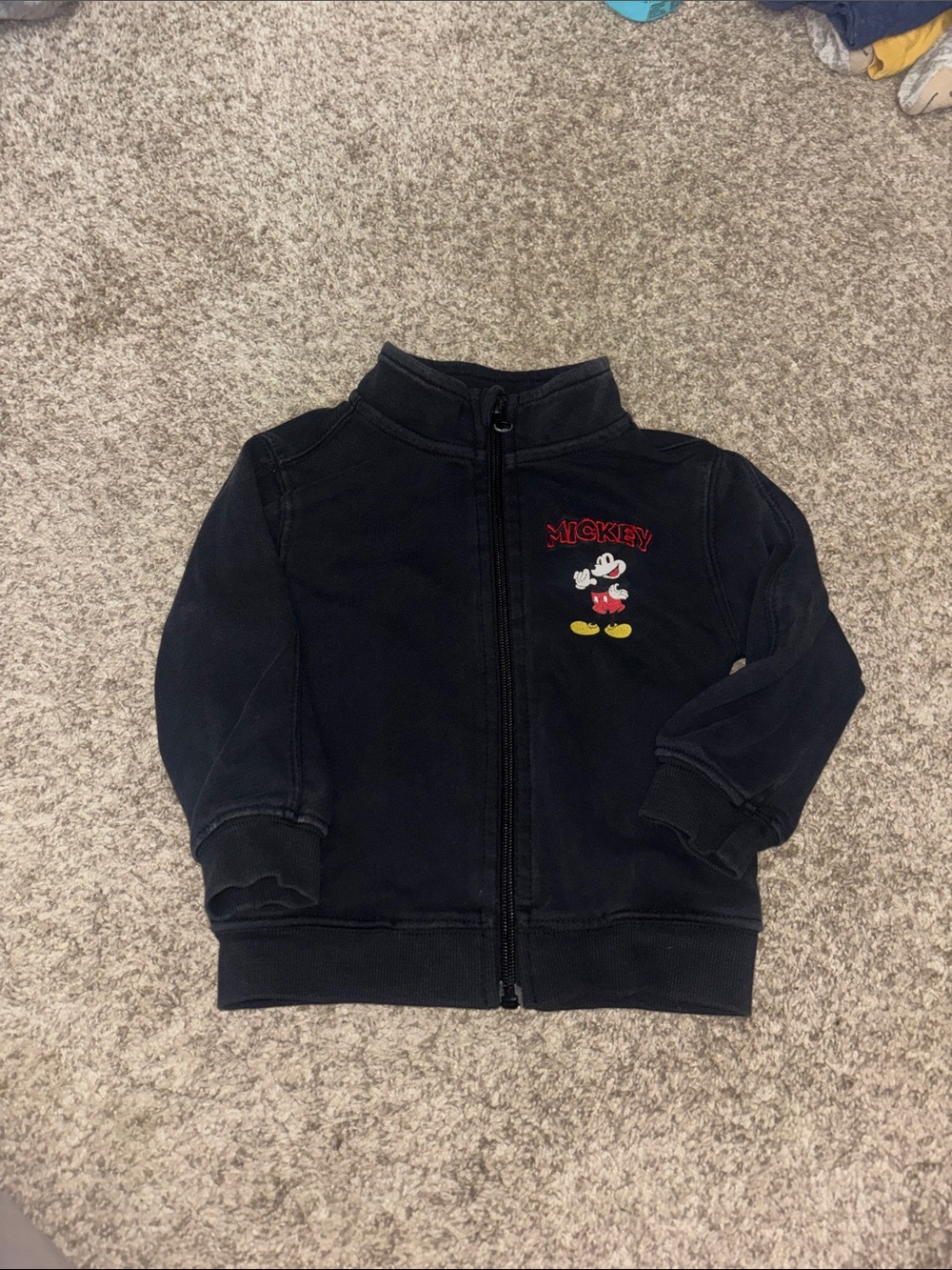 Disney Navy Mickey Mouse Full‑Zip Hoodie with Embroidered Graphic